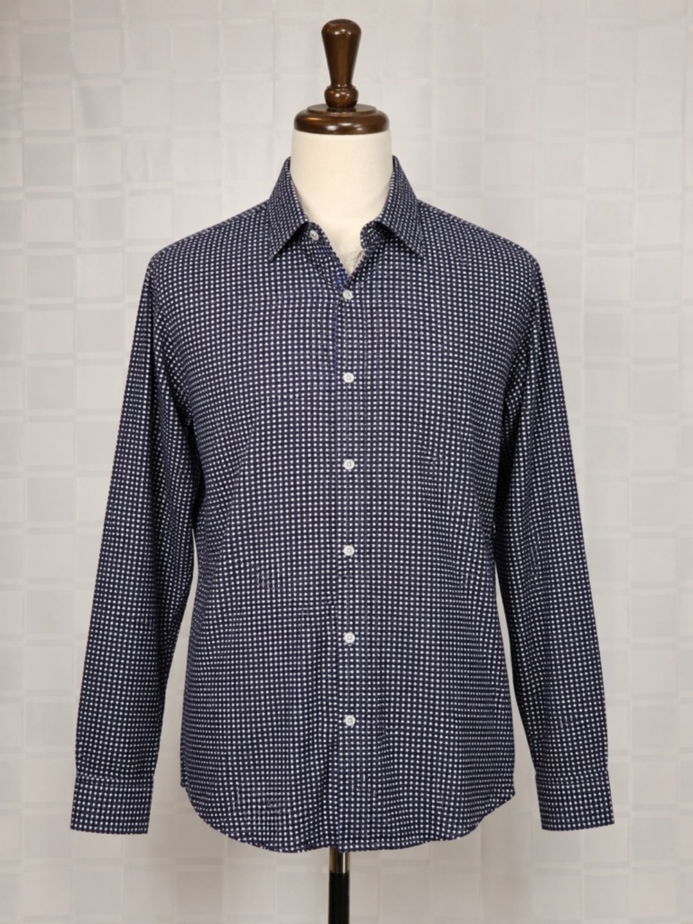 Bugatchi XL purple black and White Geometric illusion pattern Shirt